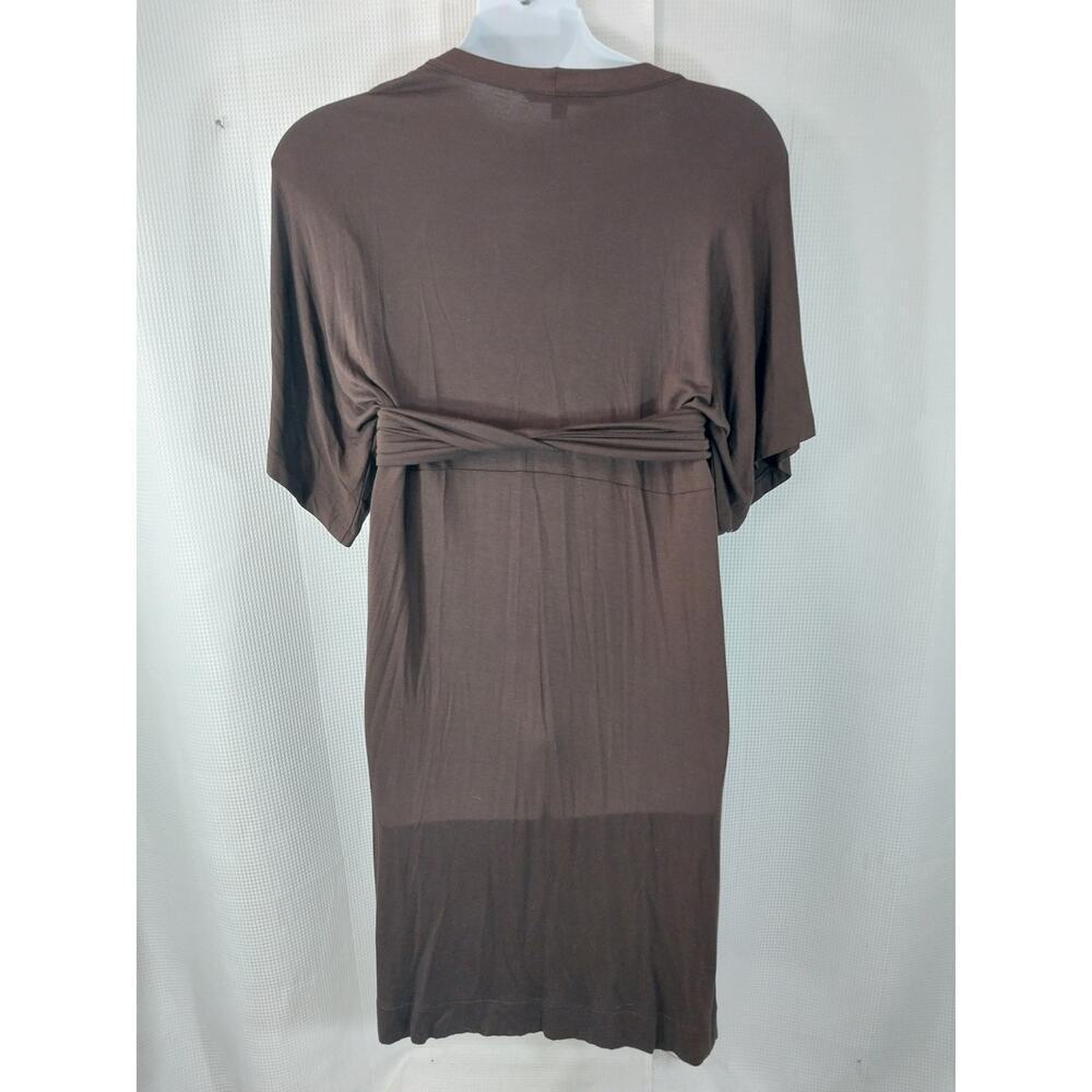 CHADWICKS! ESPRESSO BROWN KNIT JERSEY WRAPPED BELT, HALF SLV MIDI DRESS! SZ 14 - Picture 7 of 13